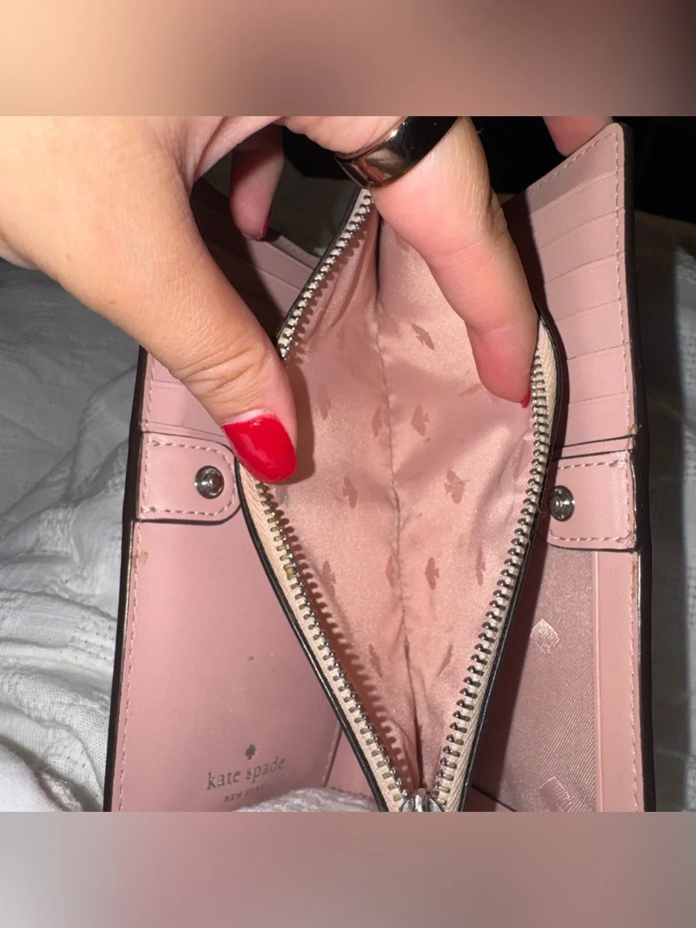 kate spade New York White and Pink Leather Wallet multicolored